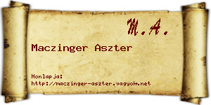 Maczinger Aszter névjegykártya